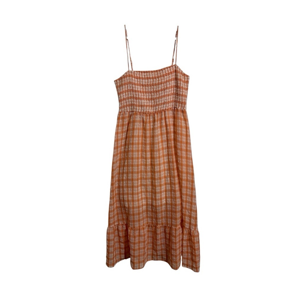 Emory Park Orange Checkered Midi Dress I Size: L